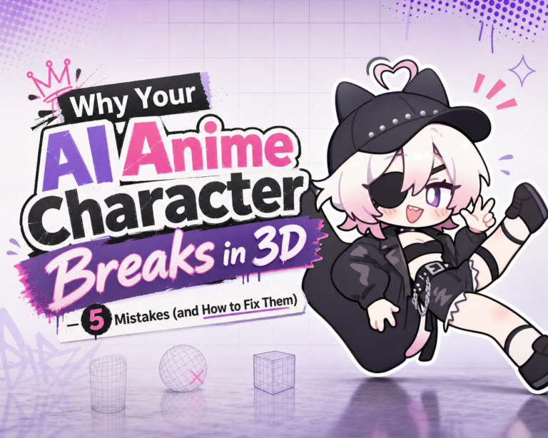 Why Your AI Anime Character Breaks in 3D — 5 Mistakes (and How to Fix Them) Why Your AI Anime Character Breaks in 3D — 5 Mistakes (and How to Fix Them)